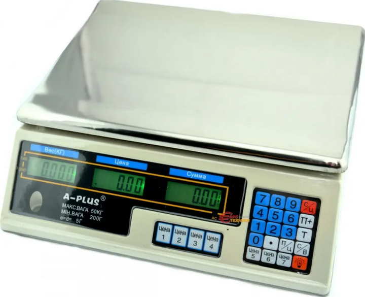 Весы торговые A-Plus электронные с дисплеем и аккумулятором до 50кг (SC-1660) - Фото 1 Весы торговые A-Plus электронные с дисплеем и аккумулятором до 50кг (SC-1660) - изображение 1