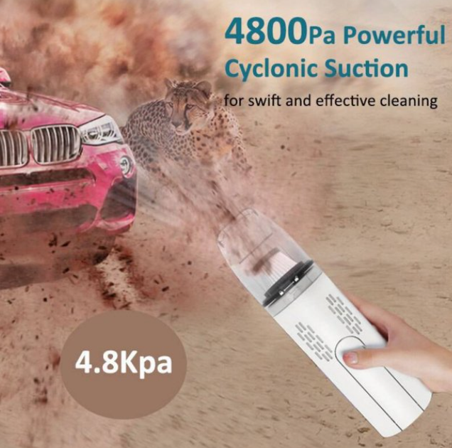 Автомобильный пылесос ручной портативный Car Vacuum Cleaner для сухой уборки Grikey Mini (2500mAh, 75W, USB) - изображение 2