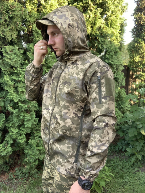 Куртка літня вологостійка з капюшоном піксель soft-shell, Куртка піксель,Тактична військова вітровка ЗСУ 56р. - зображення 2
