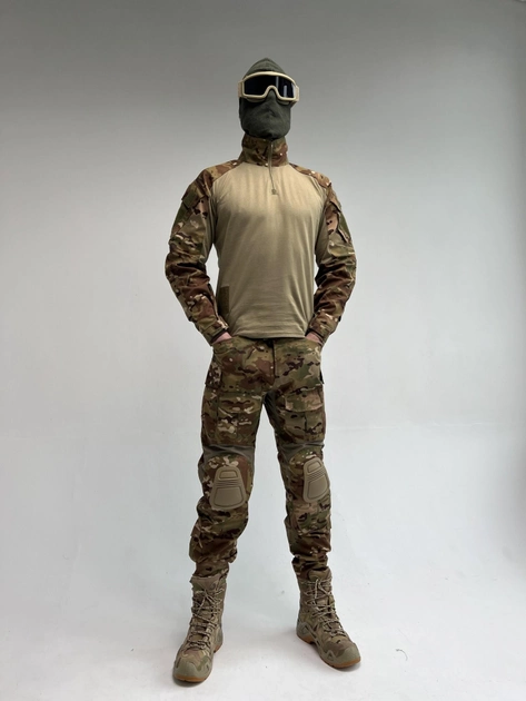 Тактичний військовий костюм з наколінниками Мультикам (Убакс+Штани) XL - зображення 1