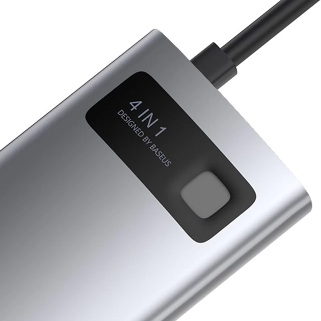 USB-хаб Baseus Metal Gleam Series 4-in-1 Multifunctional Type-C HUB Docking Station Gray（Type-C to HDMI*1+USB3.0*1+USB2.0*1+PD*1） (CAHUB-CY0G) - изображение 5