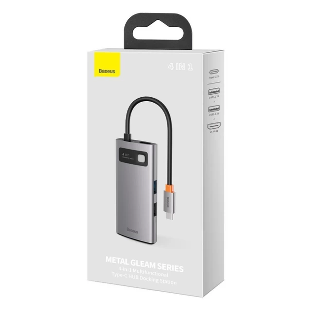 USB-хаб Baseus Metal Gleam Series 4-in-1 Multifunctional Type-C HUB Docking Station Gray（Type-C to HDMI*1+USB3.0*1+USB2.0*1+PD*1） (CAHUB-CY0G) - изображение 10
