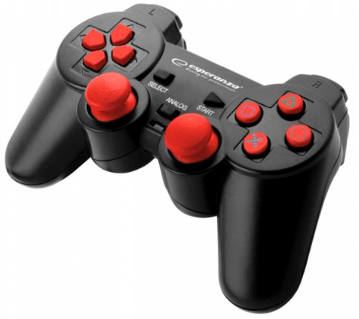 Pad do gier przewodowy ESPERANZA EGG106R PC/PS2/PS3 USB 2.0 czarny/czerwony (EGG106R) - obraz 1