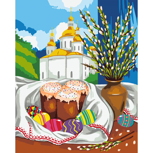 Картина за номерами Великодній натюрморт 50х40 SANTI (954492) - Фото 1 Картина за номерами Великодній натюрморт 50х40 SANTI (954492) - зображення 1