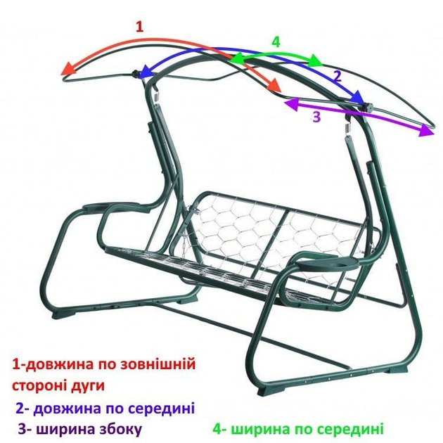 Дах-тент дугоподібний на садові гойдалки, 210x120, щільність 220 г/м ...