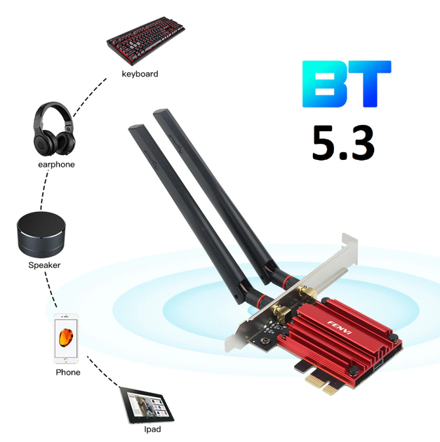 5374Mbps Wifi 6E Intel AX210 Pcie Wireless Adapter Bluetooth 5.3