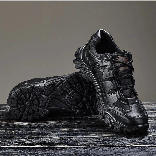 Кроссовки мужские кожаные Demi Season 42 (27.5 см) Демисезон 1208 Ukr-Tec (Чёрный) тактические ботинки - изображение 1