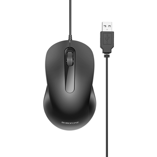 Миша дротова оптична Borofone BG4 1000 DPI Чорна - Фото 2 Миша дротова оптична Borofone BG4 1000 DPI Чорна - зображення 2