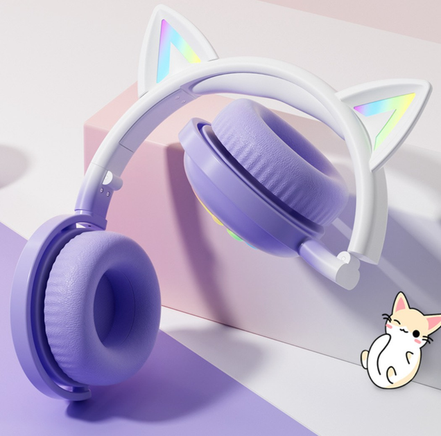 Беспроводные наушники CАТ KE-28 White-Purple купить в интернет-магазине ...