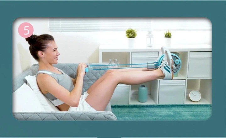 Колесо для пресса и фитнеса для тренировок и физических упражнений 14 в 1 упоры для отжиманий эспандер для мышц груди рук спины ног розовый - изображение 6