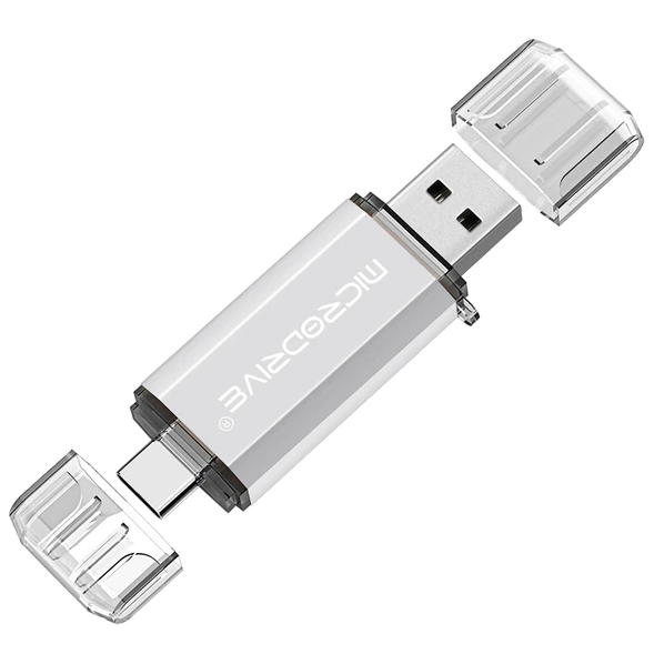 Металева USB Флешка 2в1 512GB Type-C/USB2.0 для комп'ютера телефону MicroDrive 512GB Сірий - Фото 1 Металева USB Флешка 2в1 512GB Type-C/USB2.0 для комп'ютера телефону MicroDrive 512GB Сірий - зображення 1
