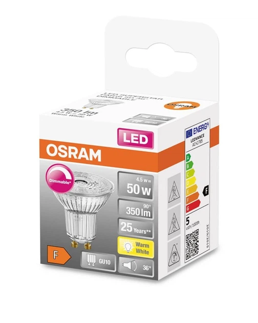 Лампа Osram 4058075797888 LSSPR16D5036 4,5W/927 2700K 350Lm 230V GU10 (047908) - изображение 3