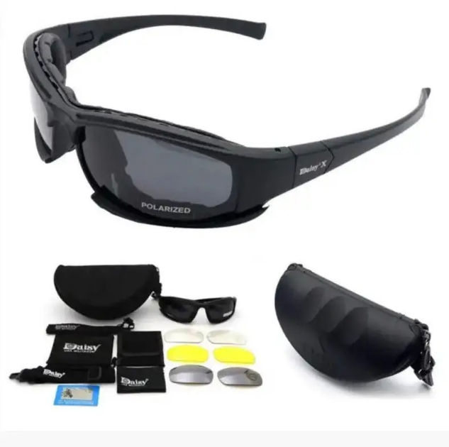 Защитные военные очки с поляризацией Daisy X7 Black и 4 комплекта линз - изображение 2