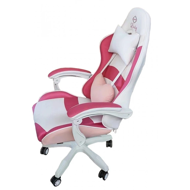 Крісло геймерське Bonro Lady 807 рожево-біле - изображение 3