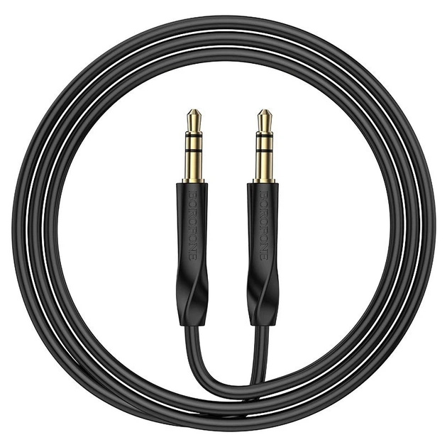 Аудио Кабель AUX Borofone - BL16 (1 метр, Aux 3.5mm - Aux 3.5mm, TPE) - Черный - Фото 2 Аудио Кабель AUX Borofone - BL16 (1 метр, Aux 3.5mm - Aux 3.5mm, TPE) - Черный - изображение 2