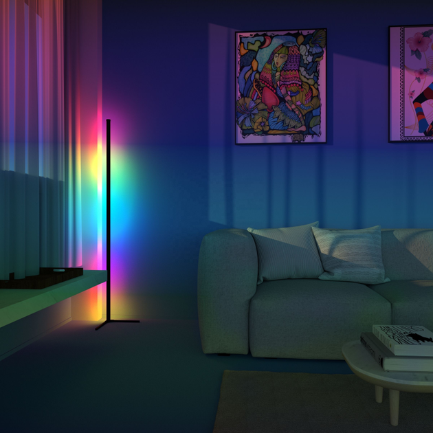 Кутовий Led торшер, лед лампа, лед нічник, RGB підсвічування, 50 см. з пультом керування - Фото 1 Кутовий Led торшер, лед лампа, лед нічник, RGB підсвічування, 50 см. з пультом керування - зображення 1