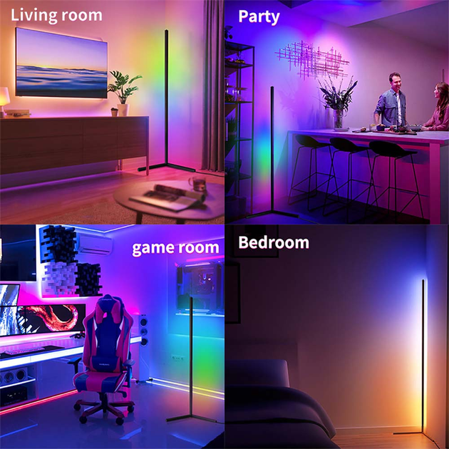Торшер Кутовий LED RGB 2 м для блогера, Сенсорний пульт керування 12V - зображення 3