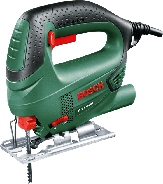 Лобзик электрический Bosch PST 650, 500 Вт, 65 мм глубина реза + 4 полотна T144D, картонная упаковка (06033A0721) - изображение 2