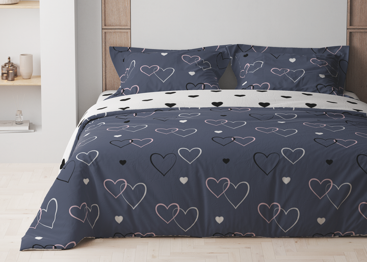 Акція на Комплект постільної білизни ТЕП Happy Sleep полуторний NAVY BLUE LOVE (2-03794_24828) від Rozetka