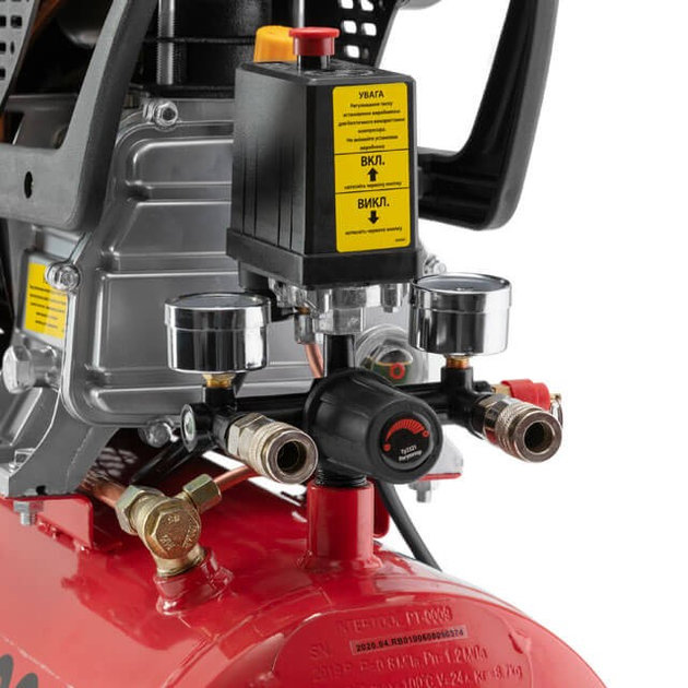 Компресор 24 л, 1.5 кВт, 220 В, 8 aтм, 206 л/хв. INTERTOOL PT-0009 - изображение 5