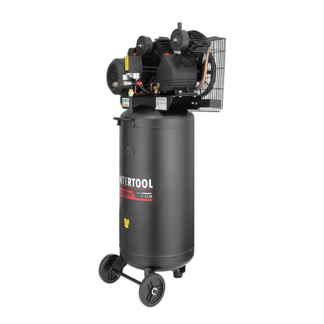 Компресор 100 л, вертикальний, 3 кВт, 220 В, 10 aтм, 500 л/хв. 2 циліндри INTERTOOL PT-0017 - изображение 2