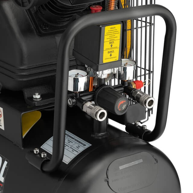 Компресор 50 л, 3 кВт, 220 В, 10 атм, 500 л/хв, 2 циліндри INTERTOOL PT-0016 - изображение 8