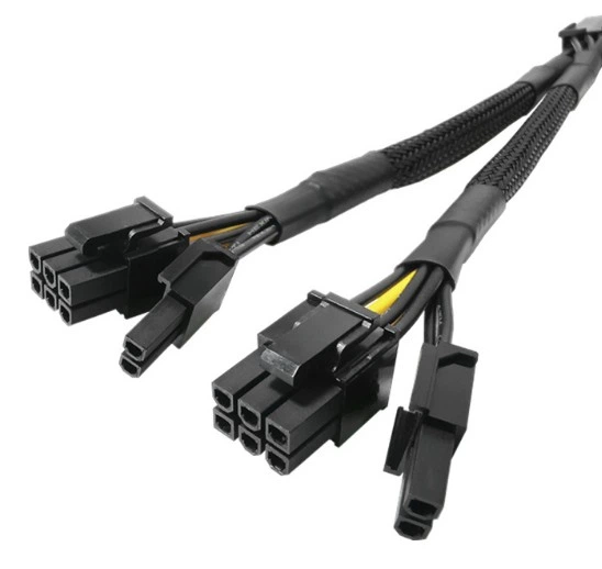 Кабель переходник в оплетке 18 AWG 20 см GPU 8 pin -> 2х GPU PCI-E (6+2) VGA на видеокарту (540106028) Черный - Фото 4 Кабель переходник в оплетке 18 AWG 20 см GPU 8 pin -> 2х GPU PCI-E (6+2) VGA на видеокарту (540106028) Черный - изображение 4