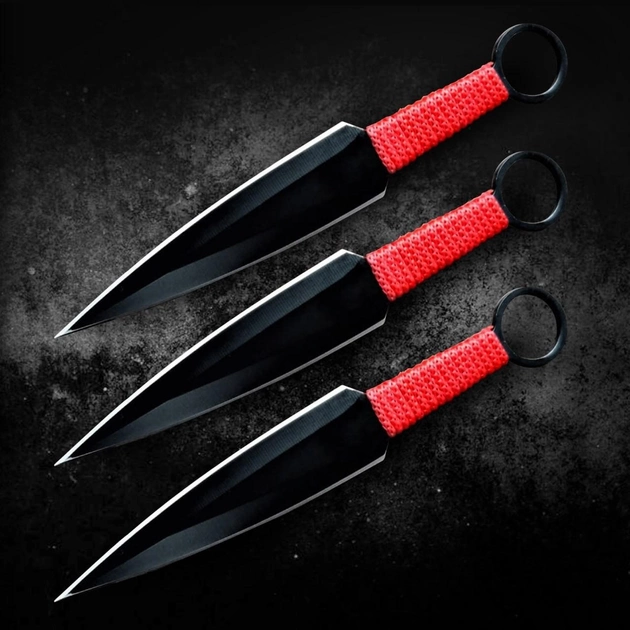 Ножи (сталь) метательные комплект 3 в 1 Кунаи Наруто Красный Дракон - изображение 1