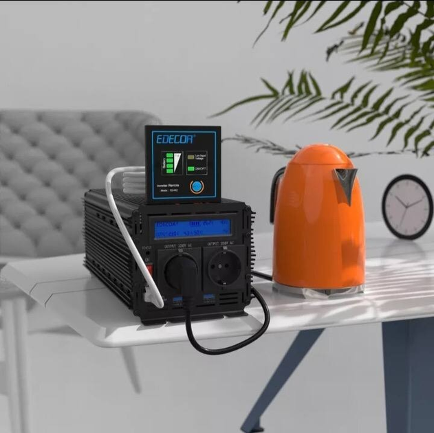 Инвертор с чистой синусоидой мощности 1000W - 2000W 12/220v EDECOA ...