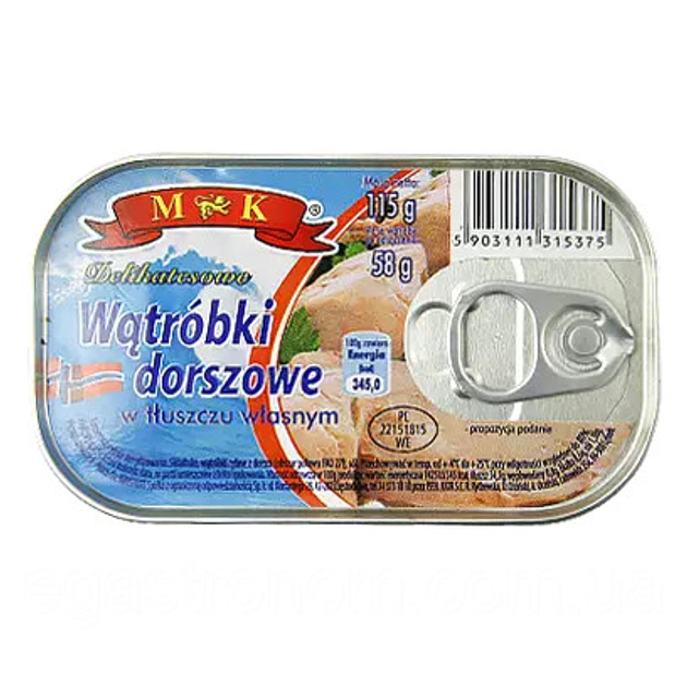 Печінка тріски M&K Watrobki Dorszowe 115 г – купить в Украине - ROZETKA ...