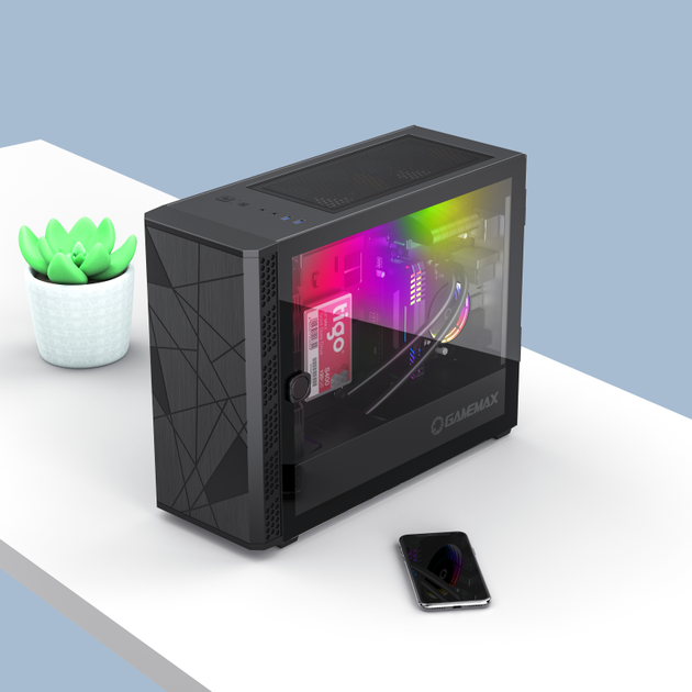 Корпус компьютерный mini-ITX GameMax Ultra Star без блока питания/Mini tower/боковое окно Черный - изображение 8