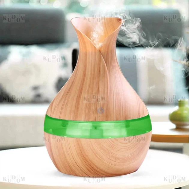 Ультразвуковой увлажнитель воздуха ночник 2 в 1 Humidifier LR 053 с подсветкой под дерево в комнату детскую, Светлое дерево - изображение 7