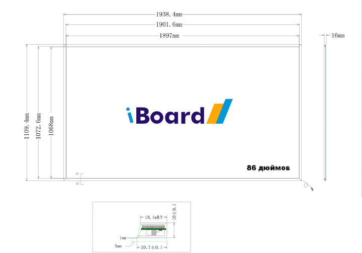 Інтерактивна сенсорна рамка для телевізора 86" дюймів iBoard iTV86 підтримка OC Windows Android - зображення 3