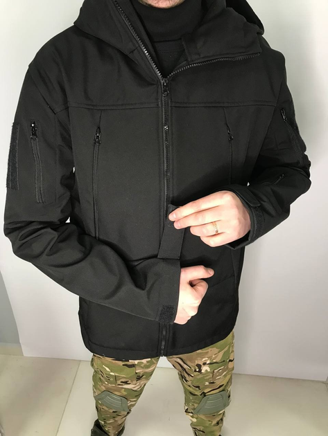 Чорна тактична куртка Soft Shell розмір XL - зображення 1