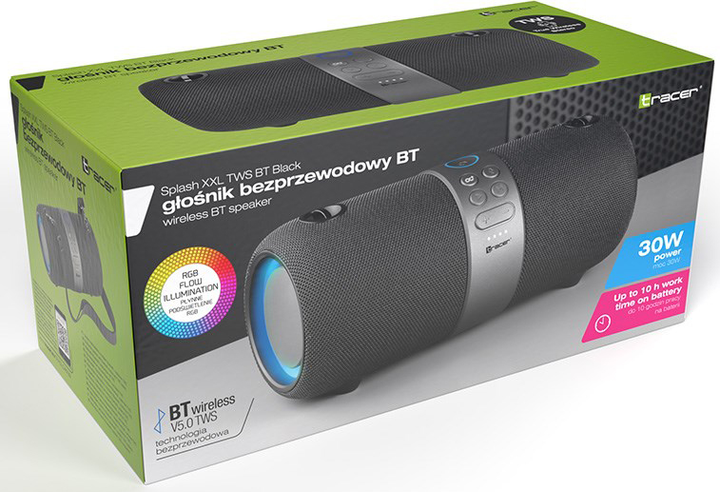 Głośnik przenośny Tracer SPLASH XXL Stereo portable speaker 30 W Czarny (AKGTRCGLO0030) - obraz 5