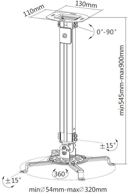 Стельове кріплення для проєктора TECHLY ICA-PM 54-90 см 13.5 кг (PITTHLUPR0002) - зображення 10