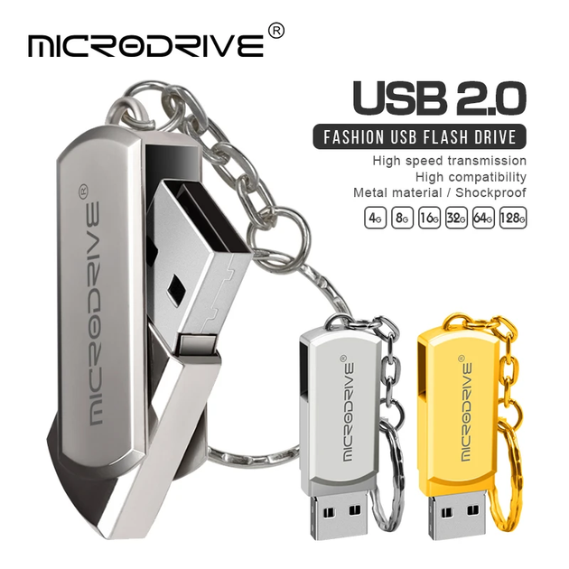 USB Флешка металлическая 32GB для компьютера 32ГБ Microdrive Золотистый - Фото 2 USB Флешка металлическая 32GB для компьютера 32ГБ Microdrive Золотистый - изображение 2