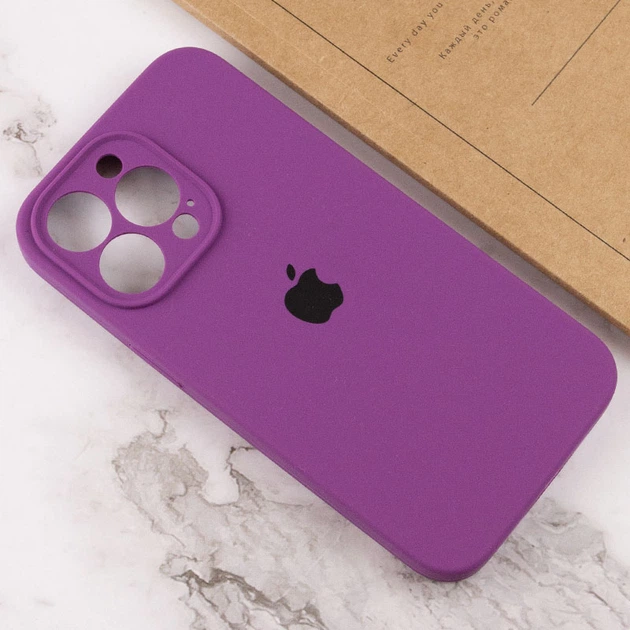 Чехол Silicone Case Full Camera Protective (AA) для Apple iPhone 14 Pro Max (6.7") Фиолетовый / Grape Без бренда - изображение 4