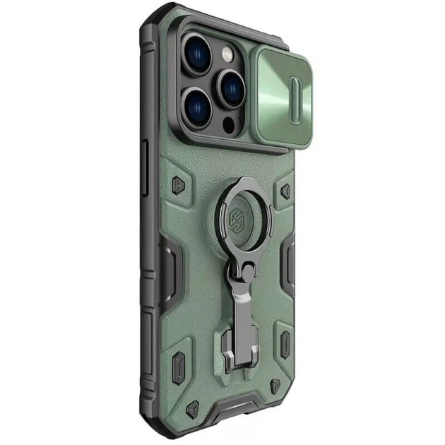 TPU+PC чехол Nillkin CamShield Armor Pro no logo (шторка на камеру) для Apple iPhone 14 Pro Max Зеленый - Фото 5 TPU+PC чехол Nillkin CamShield Armor Pro no logo (шторка на камеру) для Apple iPhone 14 Pro Max Зеленый - изображение 5