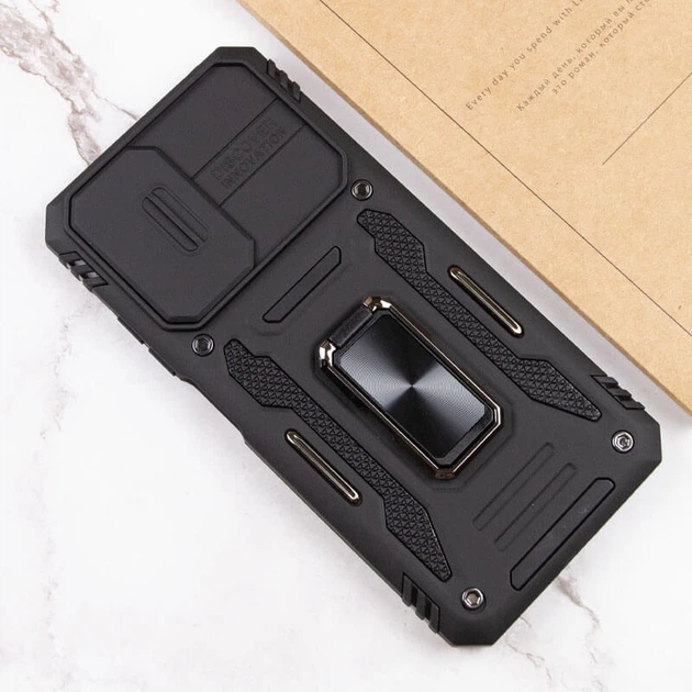 Ударопрочный чехол Camshield Army Ring для Xiaomi Redmi 9A Черный / Black Без бренда - Фото 5 Ударопрочный чехол Camshield Army Ring для Xiaomi Redmi 9A Черный / Black Без бренда - изображение 5