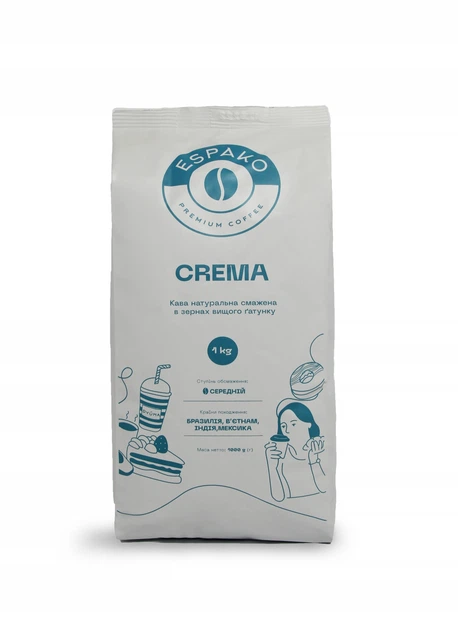 Кофе Espako Сrema в зернах 1 кг - Фото 1 Кофе Espako Сrema в зернах 1 кг - изображение 1