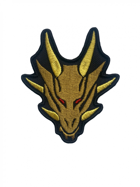 Шеврон на липучке Дракон 8.5см х 7.3см золотистый (12230) - изображение 1