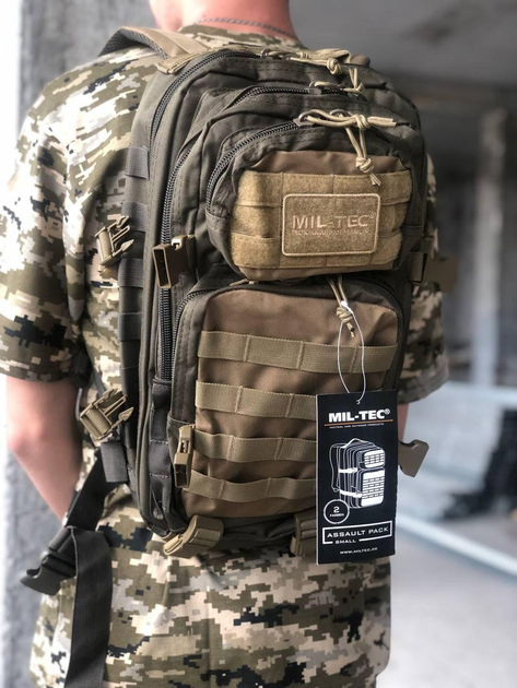 Тактический армейский военный рюкзак MIL-TEC ASSAULT® SMALL 20 л. Ranger Green/Coyote, ОРИГИНАЛ, MIL-TEC - изображение 2