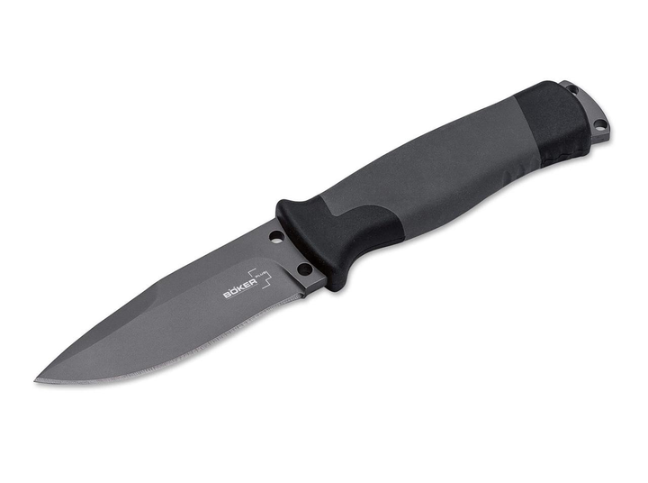 Нож тактический Boker Plus Outdoor, клинок 93 мм, серая рукоять, сталь 12С27 с титановым покрытием - изображение 1