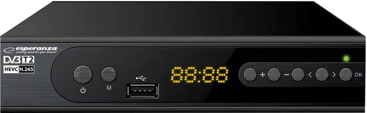 Tuner cyfrowy dekoder telewizji naziemnej Esperanza EV106R Dekoder TV Kabel Czarny (5901299957776) - obraz 1