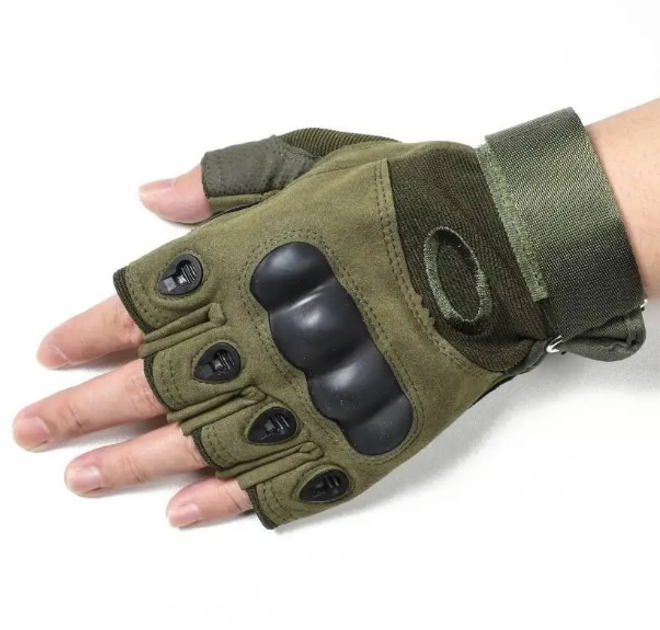 Тактические перчатки защитные беспалые олива L - изображение 1