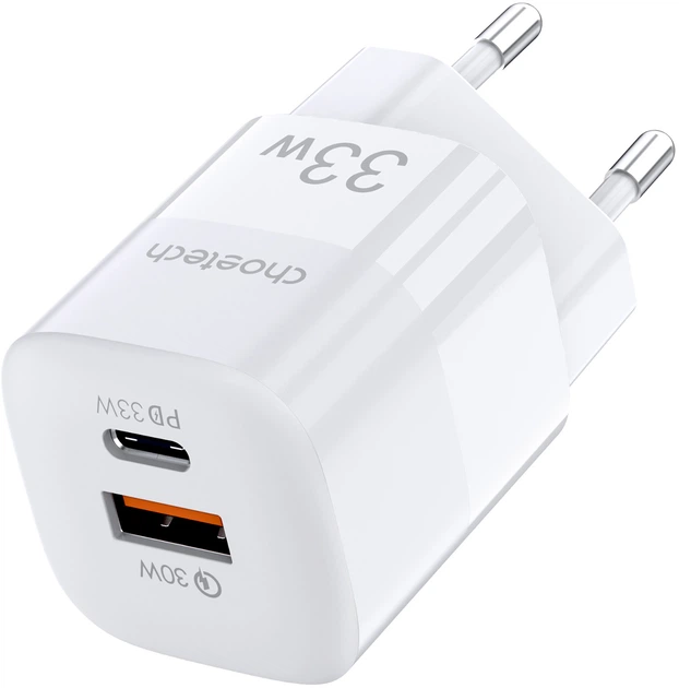 Мережевий зарядний пристрій Choetech PD5006-EU-WH 2 USB 33 Вт QC3.0/PD/PPS (PD5006-EU-WH) - зображення 2
