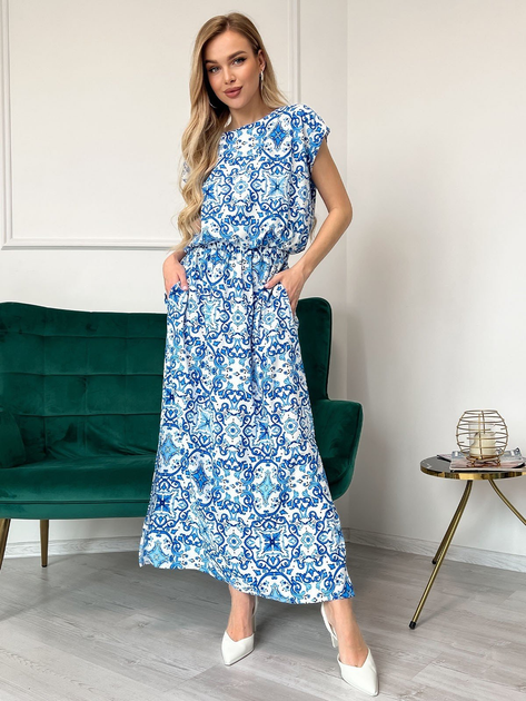 Платье длинное летнее женское ISSA PLUS 13828 2XL Голубое ...
