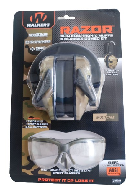 Комплект Активні стрілецькі тактичні навушники для стрільби Walker's Razor Slim Electronic Muffs (Multicam Camo)+ кріплення на шолом+окуляри - зображення 2