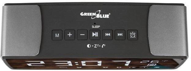 Odbiornik radiowy GreenBlue 62917 Clock Digital Czarny, Szary (GB200) - obraz 2